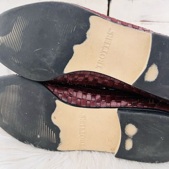 Trotters Brown Leather Woven Slip on Comfort Shoes Loafers - Womens Size 9 - Picture 6 of 9
